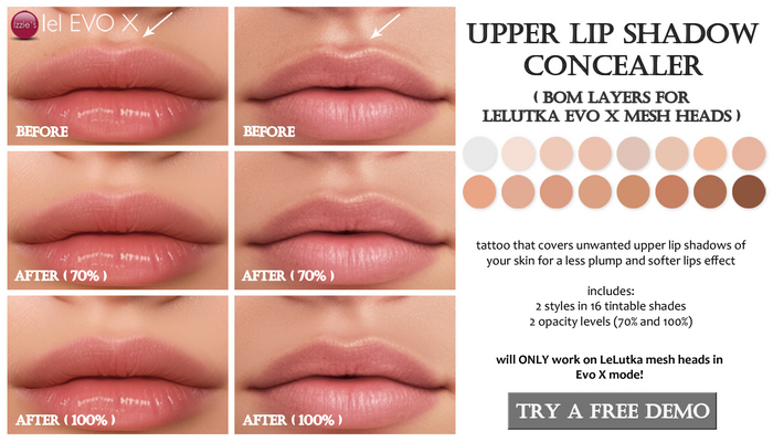Second Life Marketplace - Izzie's - Upper Lip Shadow Concealer